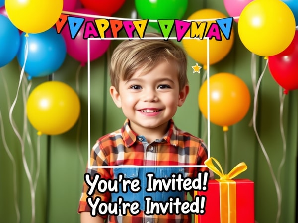 Birthday Invitation Card Maker — Auto-generate themed birthday invitations with custom photos.